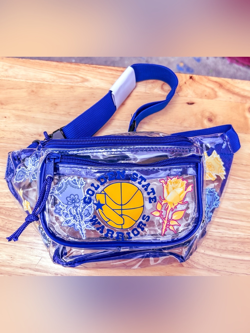 GOLDEN STATE ‘Bandana Rose’ Clear Fanny Pack 8” - Blue